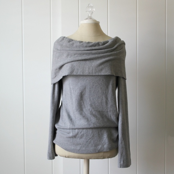 Three Dots Womens Corey Off-The-Shoulder Knit Pullover Sweater